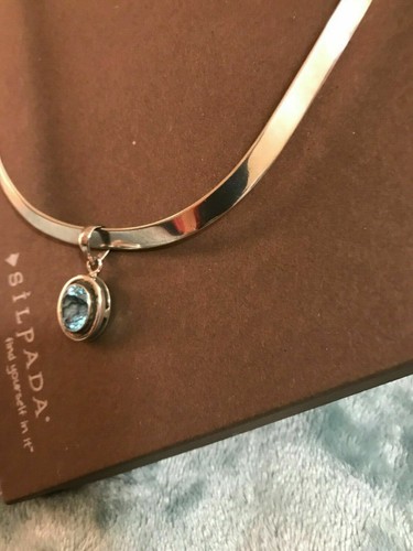 Silpada Blautopas Sterlingsilber Anhänger S1212 Halsband Halskette N0114 war 128 $ - Bild 7 von 12