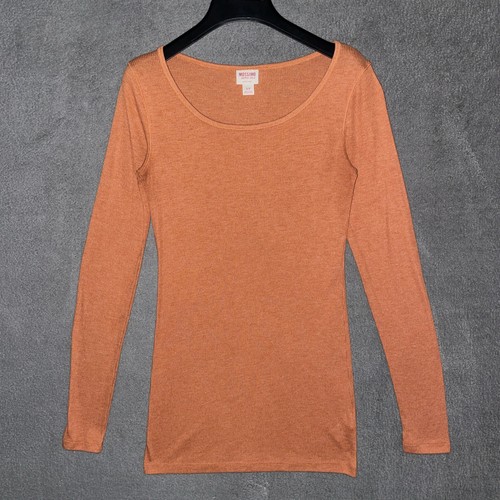 Mossimo Juniors S/P Pink Ribbed Long Sleeve Pullover Tee Lightweight
