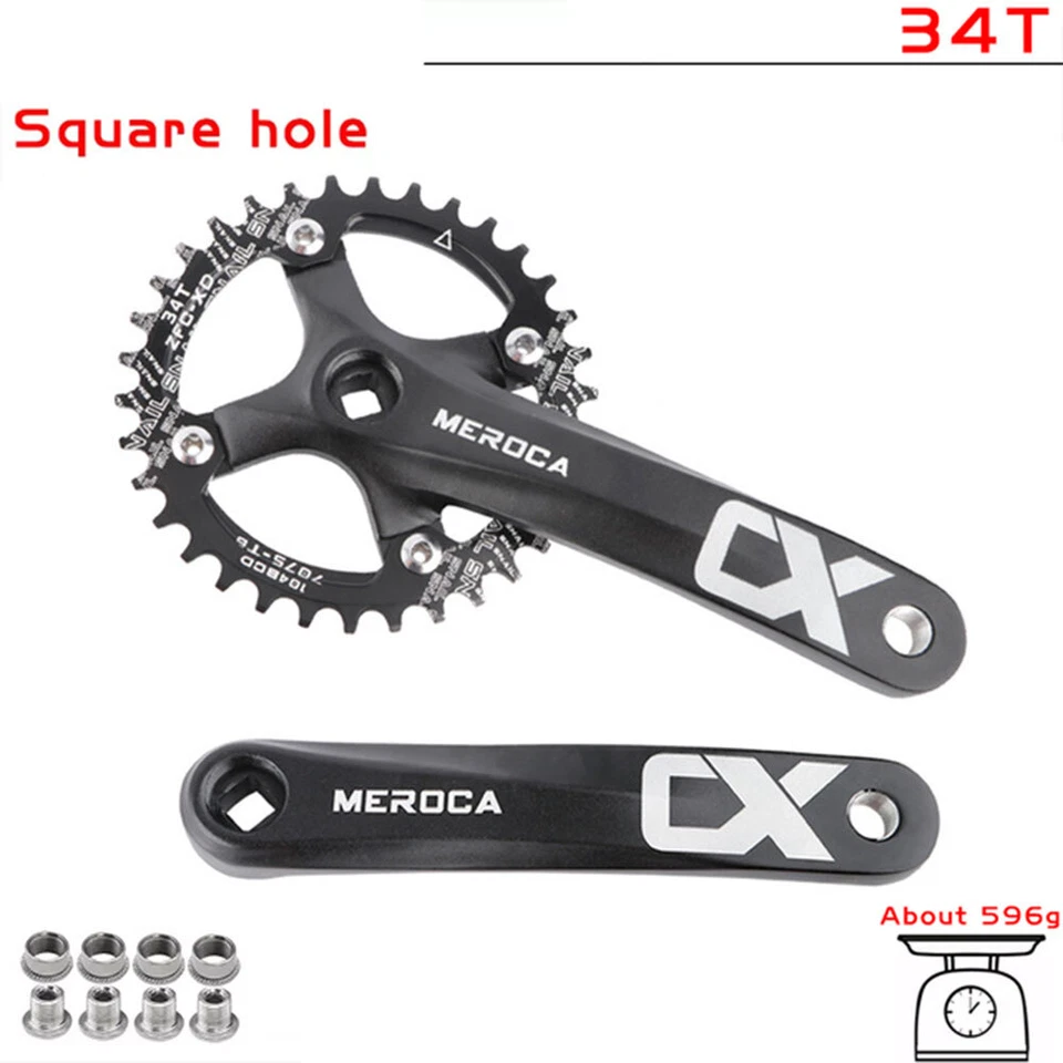 104BCD 34/38T MTB Bike Crankset BB Narrow Wide Chainring 170mm Single Crank Set - Image 3 of 4
