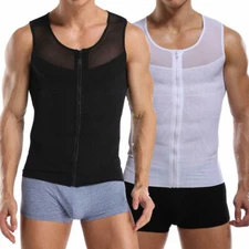 Mens Abdomen Compression Vest Tank Tops Boobs Moobs Sleeveless Slim Body Shaper