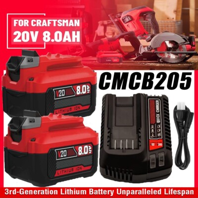 For V20 Craftsman 20V MAX 8.0AH Li-ion Battery CMCB204 CMCB202 CMCB201 / Charger