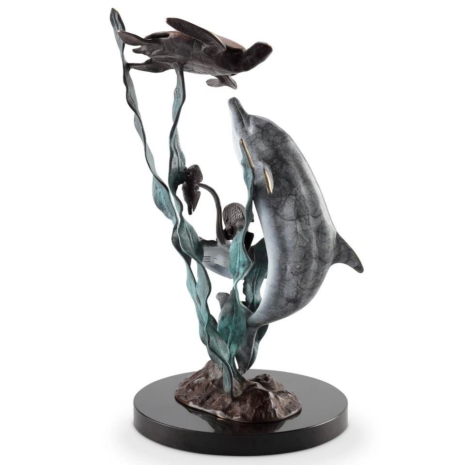 Уникальная латунная и мраморная детская площадка приятели - реалистичный дельфин, черепаха и скат - Изображение 4 из 4