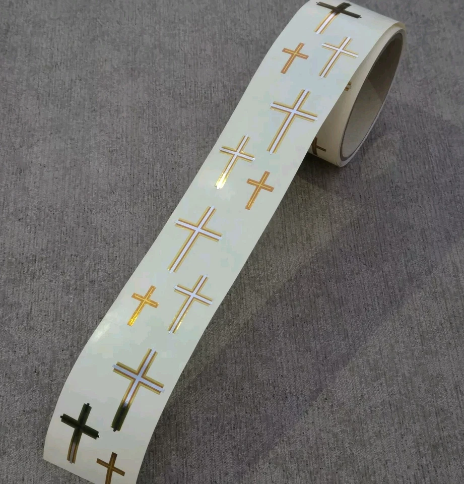Mrs Grossman's Stickers Roll Cross Foil Metallic Religious 74 Strips Vintage 90s - Image 2 of 4