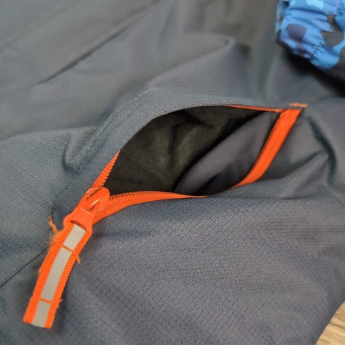 Eddie Bauer Ski Jacket kids Size 14 Large Boys Camo Blue Orange Hooded 3-1 Coat - Picture 4 of 20