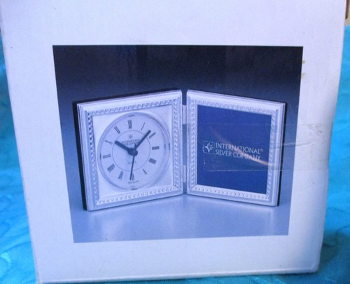 International Silver Company Silver Plated Double Clock and Frame #301552 - NOB - Picture 7 of 10