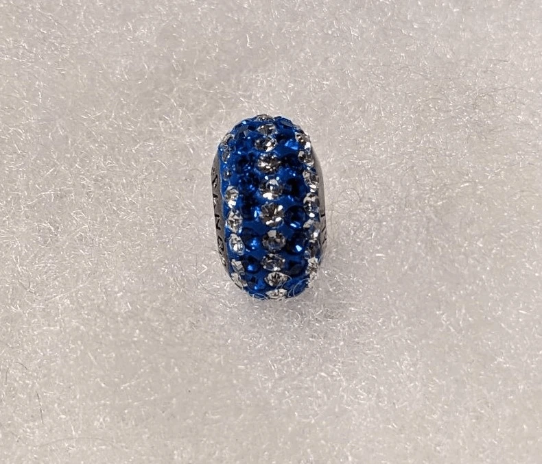 Nuevo Pandora Azul Oscuro y Blanco Rayas Estrás Cuentas - ¡¡HERMOSO!!! Foto 2 de 3