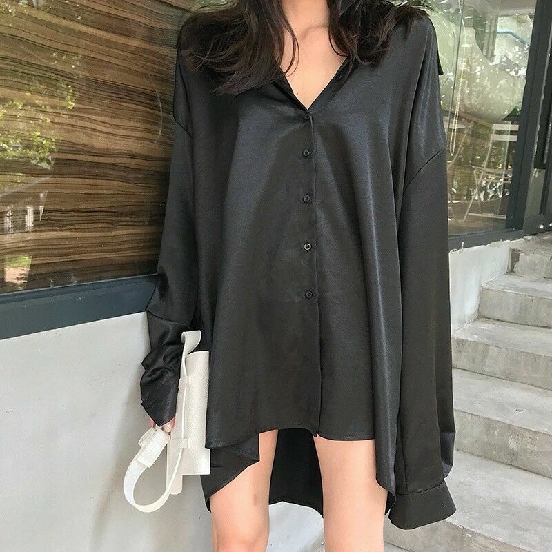 slash collar solid color spliced blouse