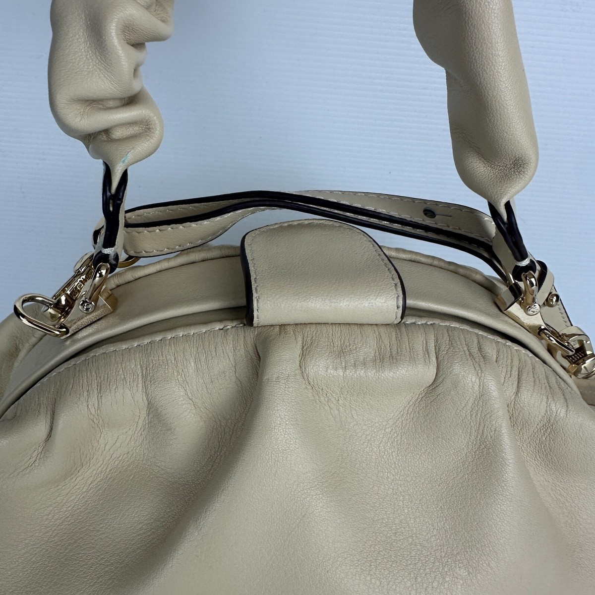Manu Atelier Shoulder Bag Beige Cream Calf Leather Demi XX Top