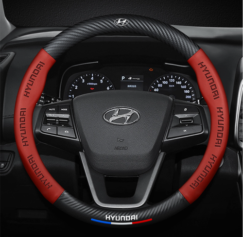 15" PU Leather+Carbon fiber Steering Wheel Cover For 1983-2025 Hyundai - Picture 15 of 16
