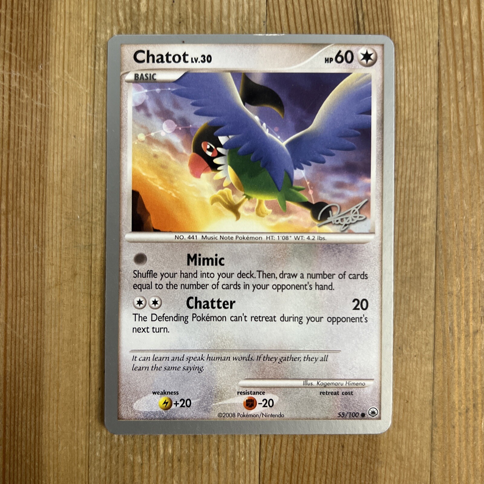 Chatot - 55/100 - World Championships 2008 LP, English Pokemon Majestic Dawn