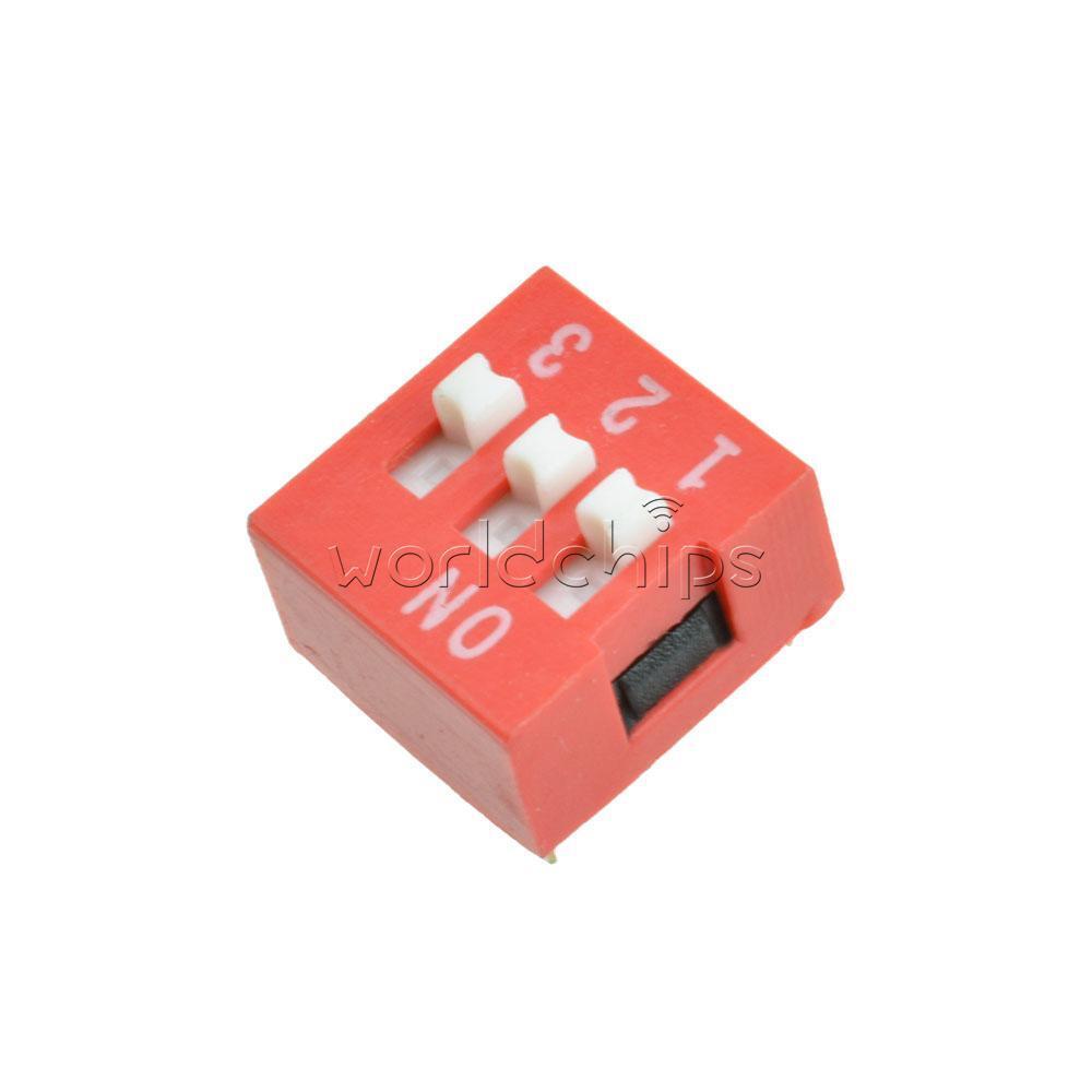 20PCS Red 2.54mm Pitch 3 PositionWay 3-Bit Slide Type DIP Switch