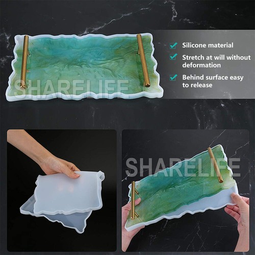Large Safe Silicone Tray Artist Mold Irregular Coaster Resin DIY Tray Mould HOT - Picture 3 of 12
