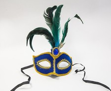 VENETIAN MASQUERADE BALL PARTY MASK FEATHERS WITH TIES DESIGN A 5 COLOURS PARTY