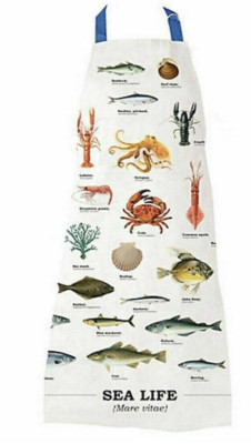 Sea Life Küchenschürze Geschenk Republik Fisch Ökologie Baumwolle mit kostenlosem Rezeptbuch