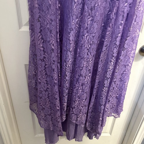 NWT Lola P Dress Womens Size S Violet Layered Lace Overlay Maxi Short Sleeve - Picture 3 of 7