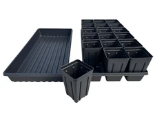 4 Inch Deep Pot Set with nursery flat, tray insert, and 18 pots.