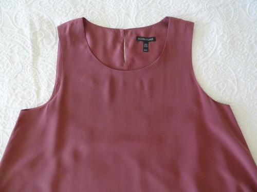 Abito Midi Eileen Fisher Mauve 2 strati seta georgette crepe asym swing M $398 - Foto 5 di 13