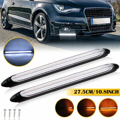 11" Sequential LED DRL Strip Headlight Light Daytime Running Signal Lamp 2pcs ED - Picture 16 of 17