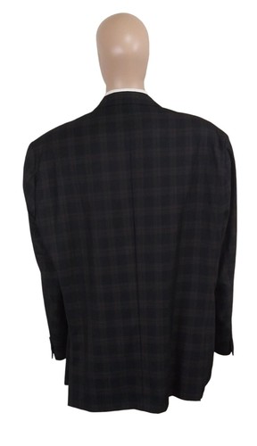 Mecca Two Piece Super 150s Black Brown Plaid Check Big Tall Suit 56L Pants 50X33 - 第 5/15 張圖片