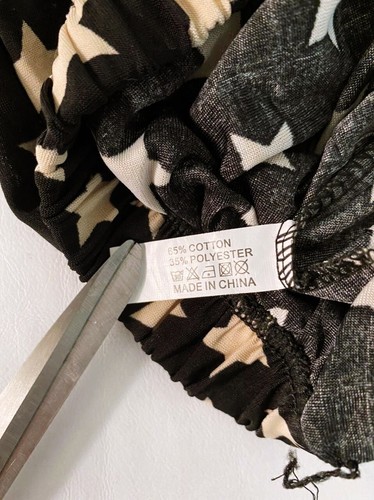 Mujer Pijama Parte inferior S Negro y Beige Estrellas Estampado Cintura Elástica Prendas para dormir Pantalones - Imagen 6 de 6