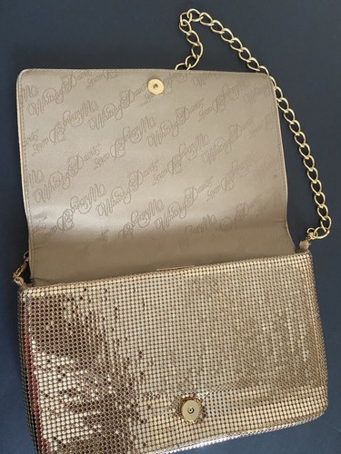 Vintage WHITING & DAVIS Gold Tone Mesh Bow Convertible Shoulder Clutch Purse Bag - Picture 4 of 12