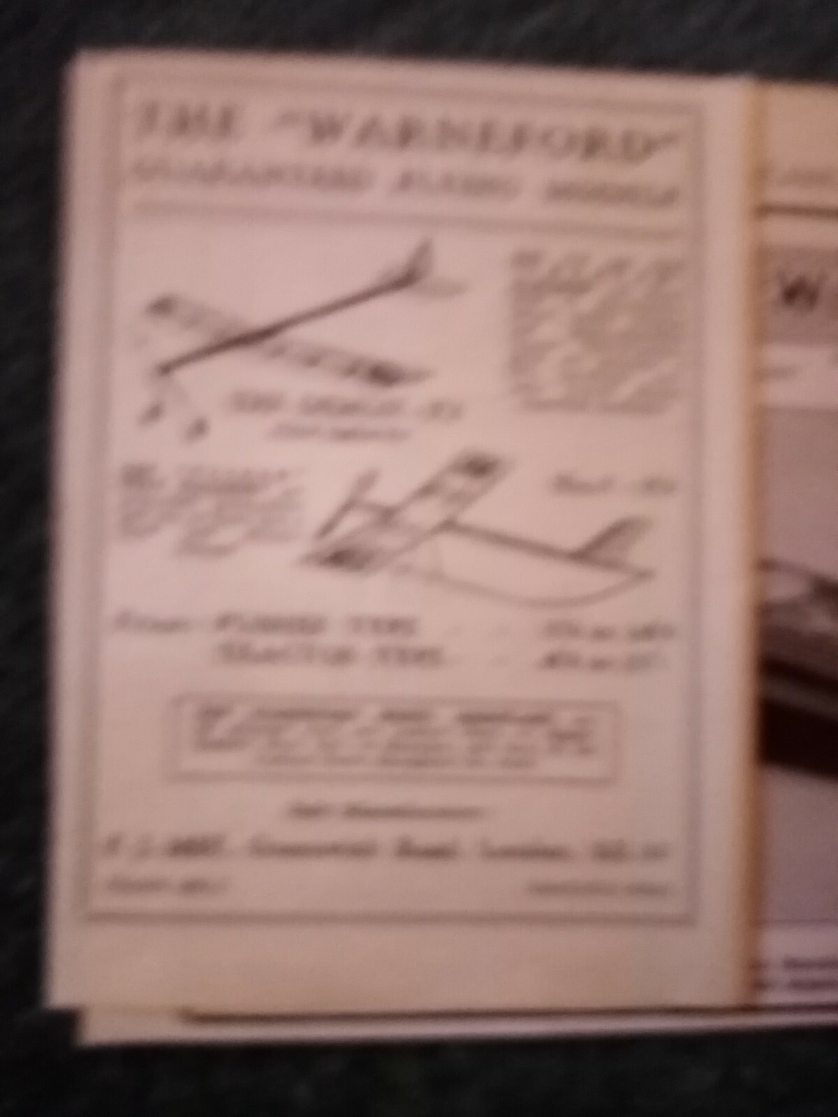 Ea6  Ephemera 1920s advert the warneford flying model f j mee 