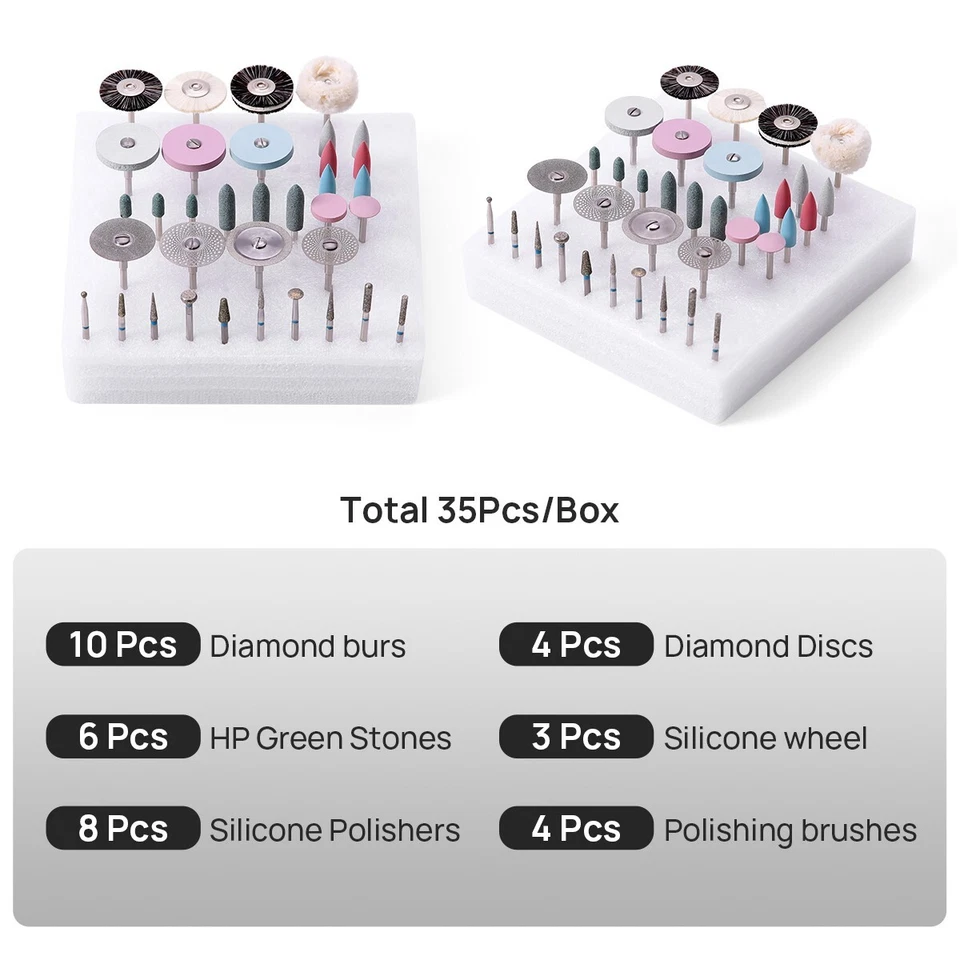 Dental Lab Polishing Diamond Burs HP Kit 2.35mm For Ceramics Porcelain Grinding - Image 3 of 4