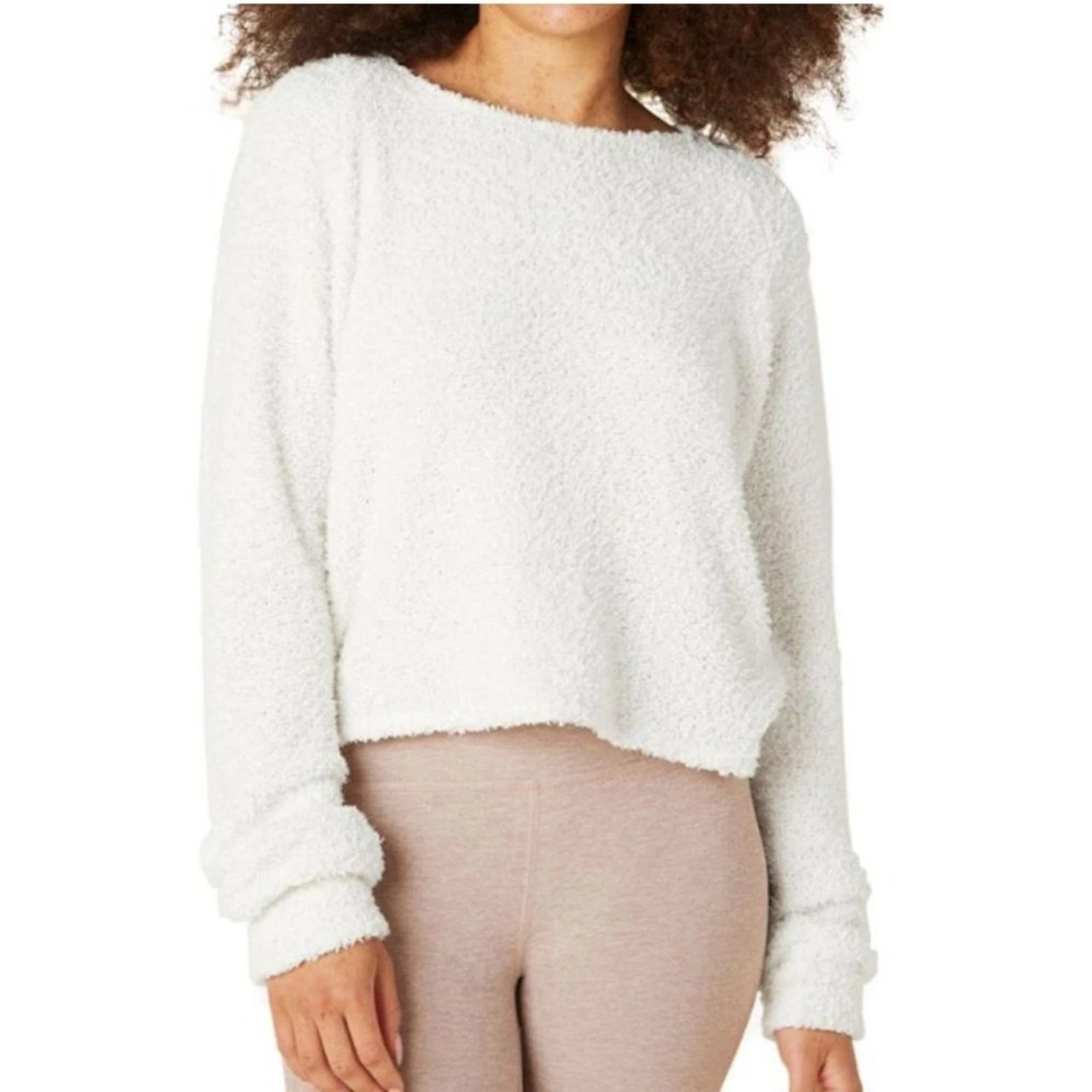 beyond-yoga all the feels cropped raglan pullover sweater
