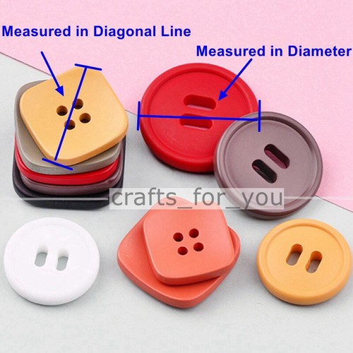 10PCS 18MM-30MM 4-HOLE 2-HOLE COLORED RESIN BUTTONS FOR CLOTHING SEWING CRAFT - Picture 3 of 23
