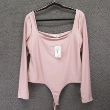 Elodie Women’s Long-Sleeve Bodysuit XL Blush Nylon Blend #4565
