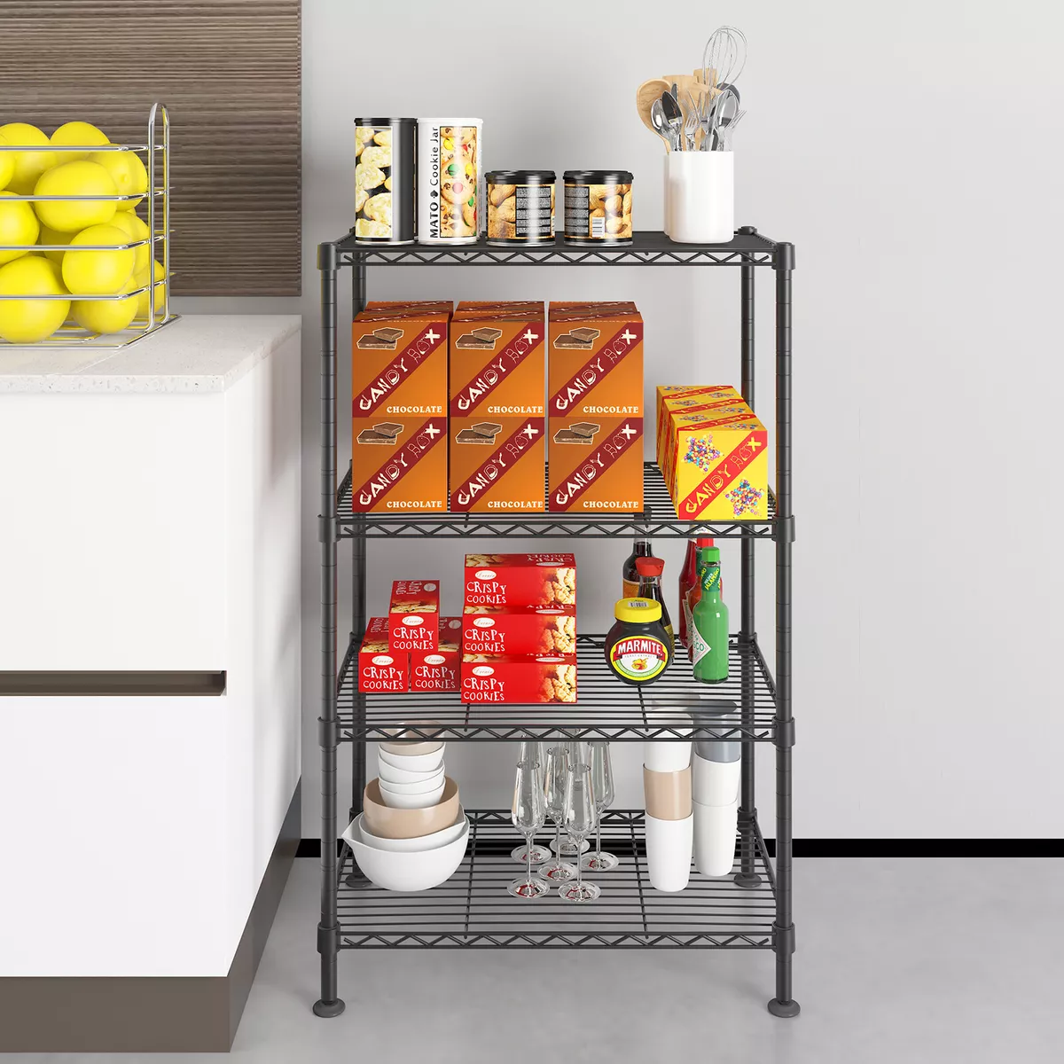4 Shelf Adjustable Storage Shelving Unit Organizer Wire Rack Metal