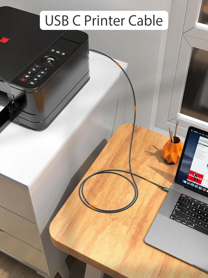 USB B to USB C 6.6 FT Printer Cable, MIDI Cable, Nylon Braided USB B to C Cord f - Image 3 of 4