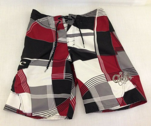 O'Neill Board Shorts Men's Black Red Front Tie Swim Shorts Size 30