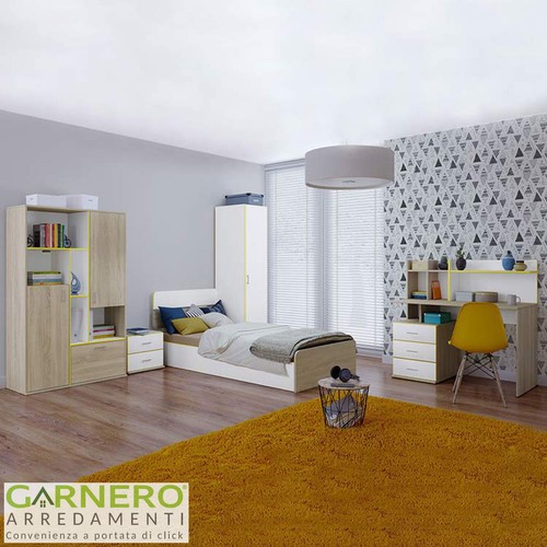 Cameretta Bambini EROS rovere bianco letto scrivania comodino armadio  colonna | eBay