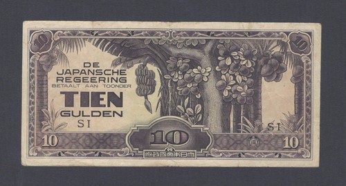 Japan - Niederlande Indien 10 Gulden 1942 Präfix SI P125 Militärnote - Bild 1 von 2