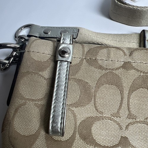 Coach Signature Stripe Frame Carryall Bag Leather/Canvas Multi Color Tote Diaper - Picture 3 of 6