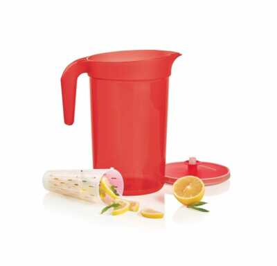 NEW tupperware 1 gallon red pitcher with infuser 2~QT