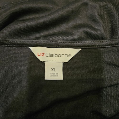 XL Liz Claiborne Black Long Sleeve Top Size XLarge. Pleated Front - Picture 3 of 10