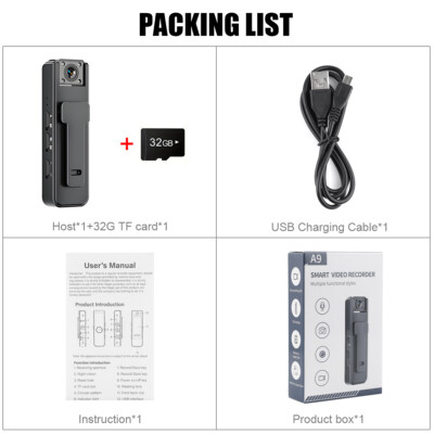 1080P HD Mini Police Body Camera Video Audio Recorder Pocket Night Cam+32GB Card