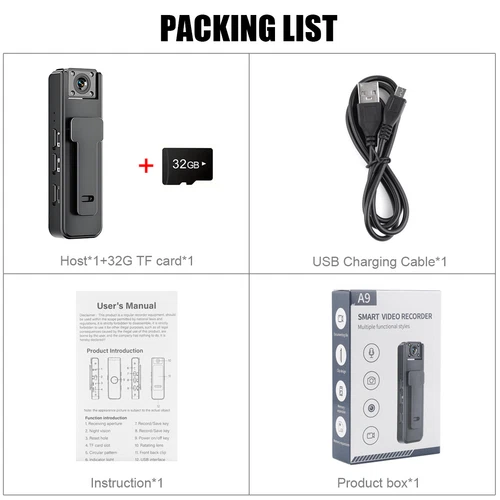 Mini Videocámara WiFi 1080P Cámara Cuerpo de Policía HD 180° Video DVR IR Cámara Nocturna EE. UU. - Imagen 10 de 10