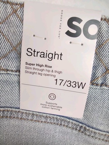 SO Womens Sz 17 Jeans Super High Rise Wide Leg Stretch Light Wash 33x28 NWT - Picture 5 of 10