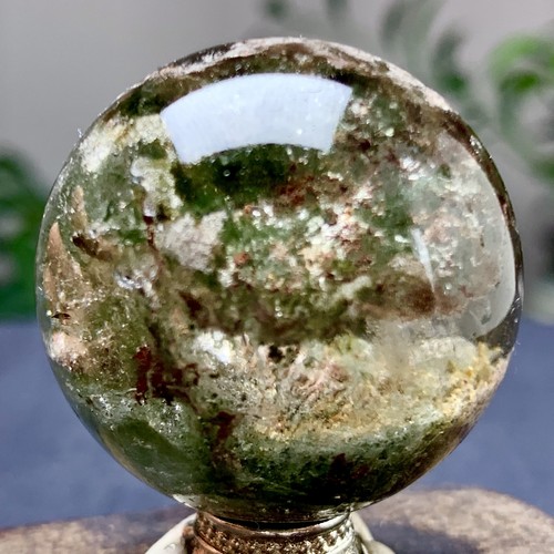 54G Natural Green Ghost Crystal Quartz Ball Crystal Sphere Mineral Specimen - Picture 2 of 24