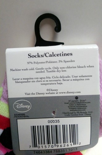 Disney Mickey Mouse Minnie 4 Pairs Kids Girls Striped Colors Socks Size 6-8 NEW - Picture 7 of 7