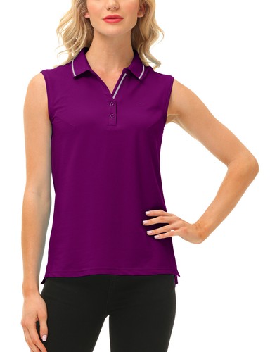 Women Button Golf Polo Gym Sleeveless Shirt T-shirt Casual Climbing Tennis Top - Picture 163 of 182