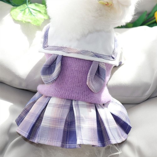 Dog Clothes Puppy Dress Skirt Cat Dog Harness Knitted Sweater Warm Coat Poodle - Picture 6 of 34