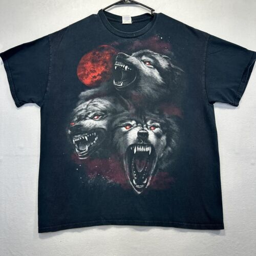 Y2K Blood Moon Wolfpack Shirt XL Mens Black Horro… - image 1
