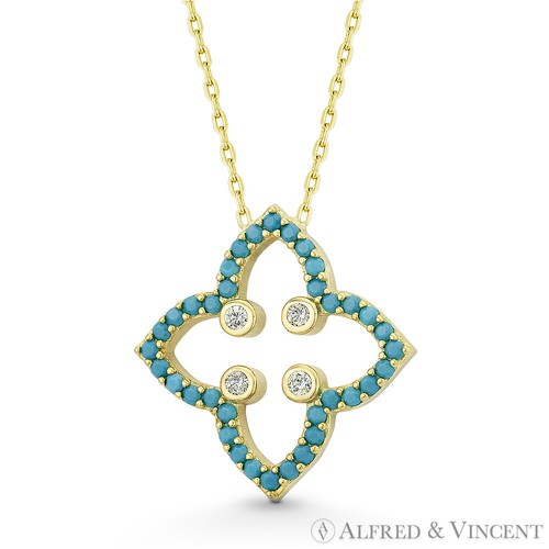 4-Petal Crucifer Flower Nano CZ Crystal Necklace Pendant in .925 Sterling Silver - Picture 3 of 3