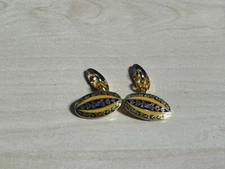 Vintage NOS Blue & Yellow Bow Style Enamel Cufflinks by London Badge Button