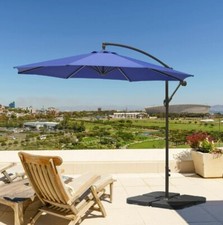 Royal Blue Patio Umbrella Hanging Cantilever Offset Outdoor 10ft Sun Shade Crank