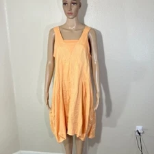 Animale Orange Linen Laggenlook Tank Midi Dress Size US 12
